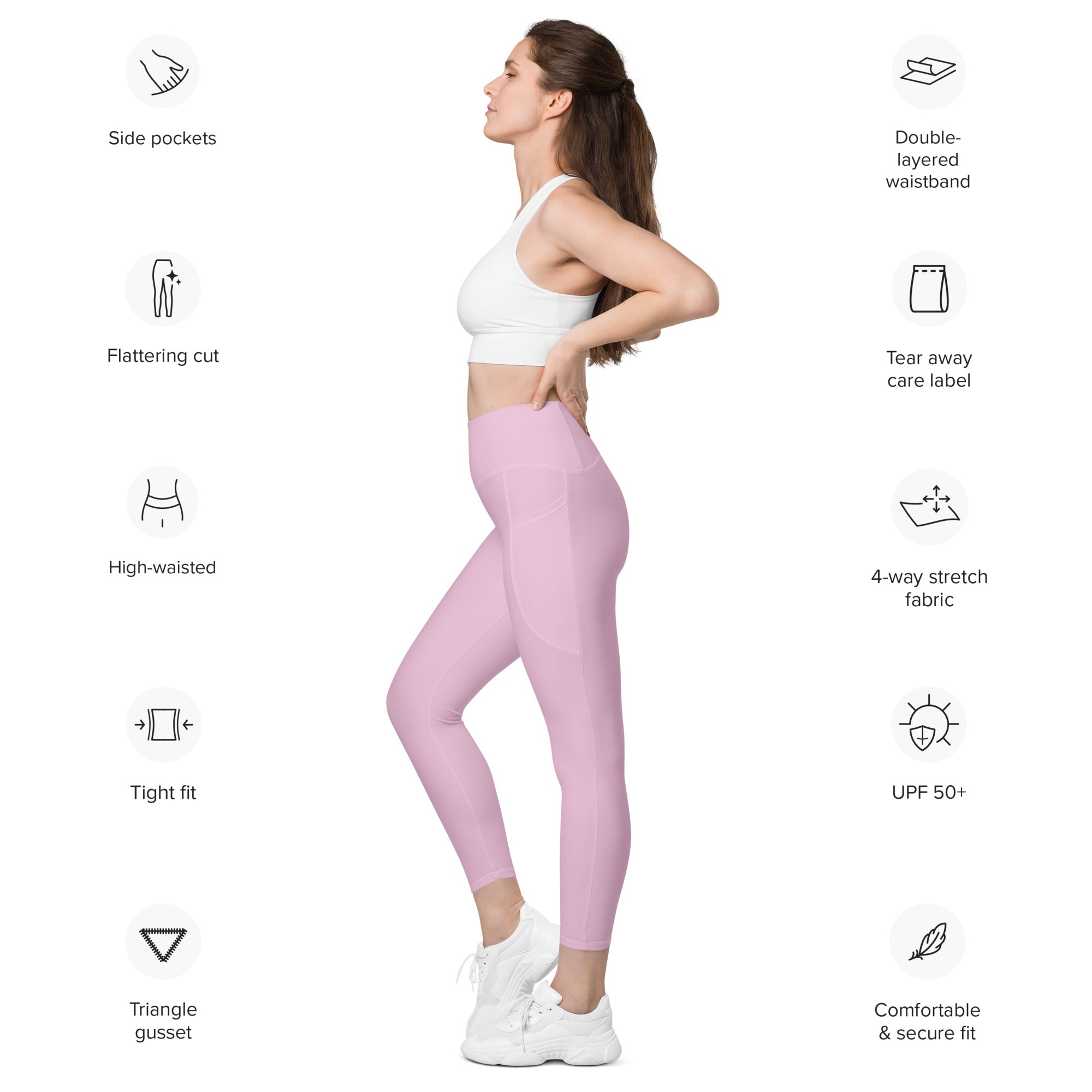 Twilight Pink Leggings with Pockets | All Sizes